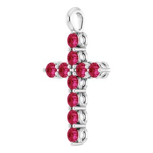 Platinum Natural Ruby Cross Pendant