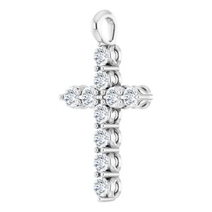 Platinum Natural White Sapphire Cross Pendant