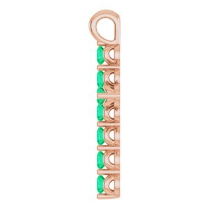 14K Rose Gold Natural Emerald Cross Pendant