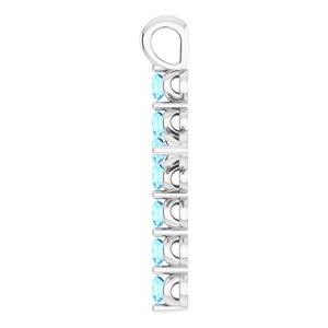 14K White Gold Natural Aquamarine Cross Pendant
