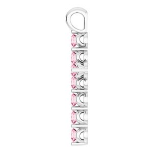 Sterling Silver Natural Pink Tourmaline Cross Pendant