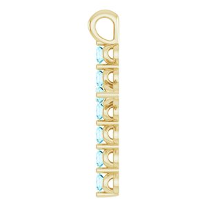 14K Yellow Gold Natural Blue Zircon Cross Pendant