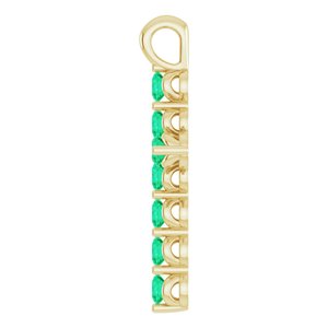 14K Yellow Gold Natural Emerald Cross Pendant