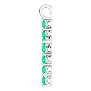 14K White Gold Natural Emerald Cross Pendant