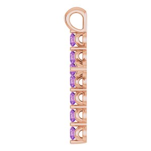 14K Rose Gold Natural Amethyst Cross Pendant