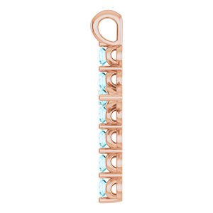 14K Rose Gold Natural Blue Zircon Cross Pendant