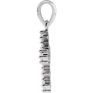 Sterling Silver 3/8 CTW Natural Diamond Cross Pendant