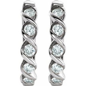 Sterling Silver 1/10 CTW Natural Diamond 9 mm Hoop Earrings – image 2