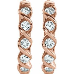 14K Rose Gold 1/10 CTW Natural Diamond 9 mm Hoop Earrings – image 2