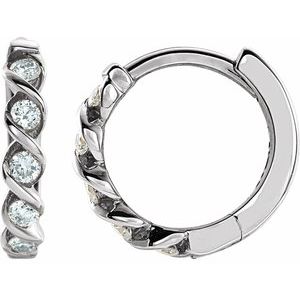 14K White Gold 1/10 CTW Lab-Grown Diamond 9 mm Hoop Earrings