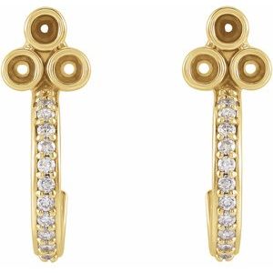 14K Yellow Gold 2 mm Round 1/4 CTW Natural Diamond Semi-Set J-Hoop Earrings – image 2