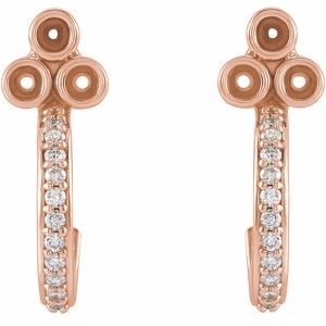 14K Rose Gold 2 mm Round 1/4 CTW Natural Diamond Semi-Set J-Hoop Earrings – image 2