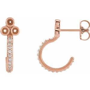 14K Rose Gold 2 mm Round 1/4 CTW Natural Diamond Semi-Set J-Hoop Earrings