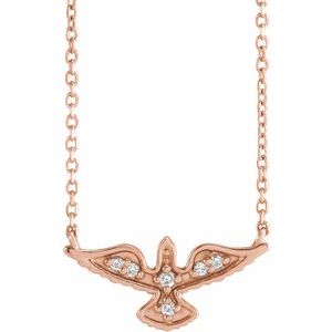 14K Rose Gold .05 CTW Natural Diamond Petite Holy Spirit 16" Necklace