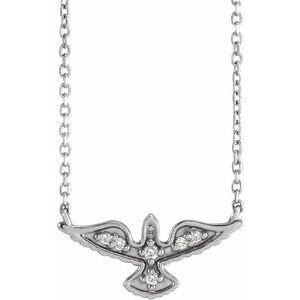 Platinum .05 CTW Natural Diamond Petite Holy Spirit 18" Necklace