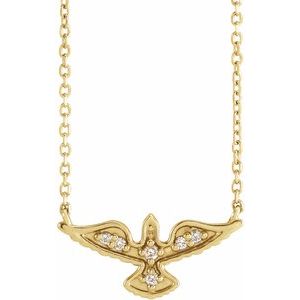 14K Yellow Gold .05 CTW Natural Diamond Petite Holy Spirit 16" Necklace