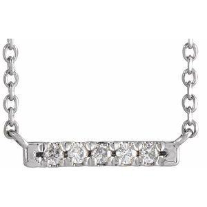 Sterling Silver .07 CTW Natural Diamond French-Set Bar 16" Necklace