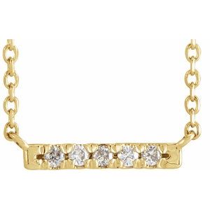 14K Yellow Gold .07 CTW Natural Diamond French-Set Bar 18" Necklace