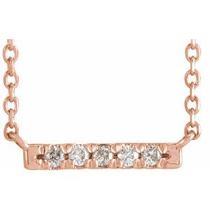 14K Rose Gold .07 CTW Natural Diamond French-Set Bar 16" Necklace