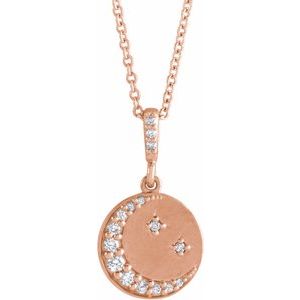14K Rose Gold 1/10 CTW Natural Diamond Crescent Moon 16-18" Necklace
