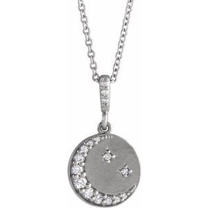 Platinum 1/10 CTW Natural Diamond Crescent Moon 16-18" Necklace