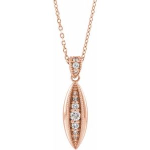 14K Rose Gold 1/6 CTW Natural Diamond Beaded 16-18" Necklace