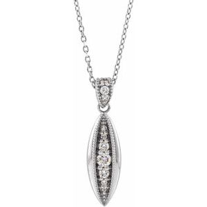 Platinum 1/6 CTW Natural Diamond Beaded 16-18" Necklace