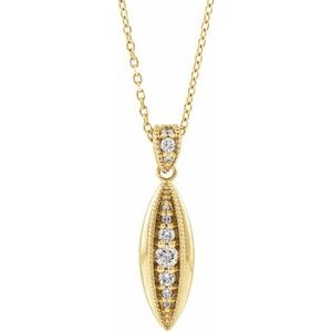 14K Yellow Gold 1/6 CTW Natural Diamond Beaded 16-18" Necklace