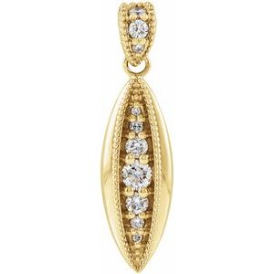 14K Yellow Gold 1/6 CTW Natural Diamond Beaded Pendant