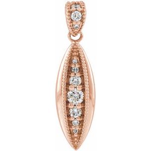 14K Rose Gold 1/6 CTW Natural Diamond Beaded Pendant