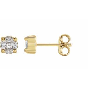 14K Yellow Gold 1/3 CTW Natural Diamond Cluster Earrings