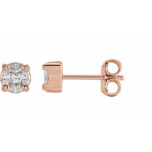 14K Rose Gold 1/3 CTW Natural Diamond Cluster Earrings