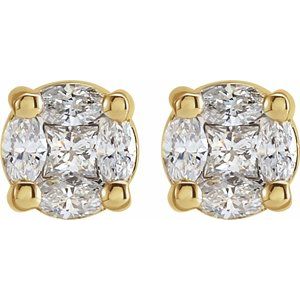 14K Yellow Gold 1/3 CTW Natural Diamond Cluster Earrings – image 2