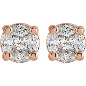 14K Rose Gold 1/3 CTW Natural Diamond Cluster Earrings – image 2