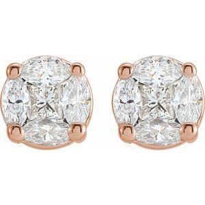 14K Rose Gold 3/4 CTW Natural Diamond Cluster Earrings – image 2