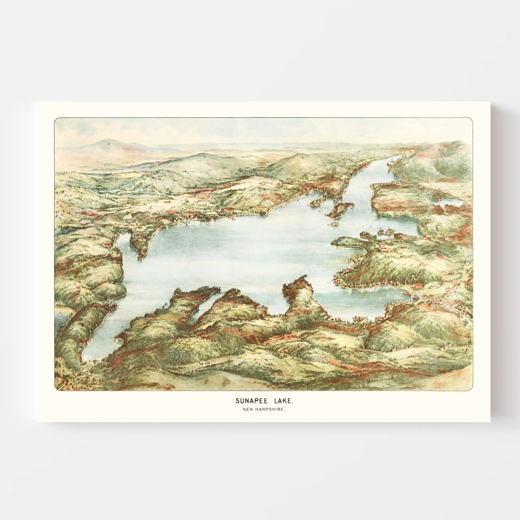 Vintage Map of Sunapee Lake, 1905