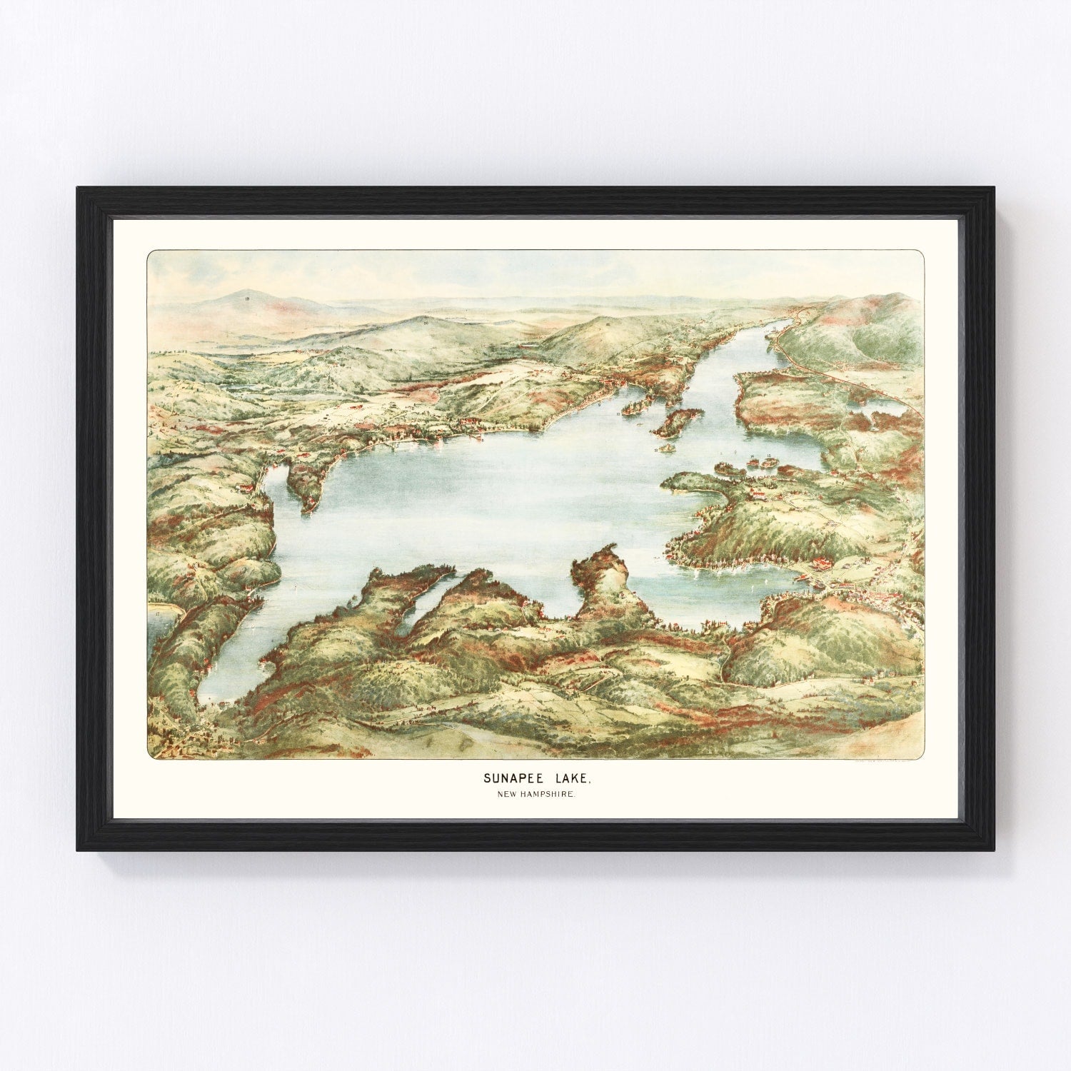 Vintage Map of Sunapee Lake, 1905