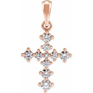 14K Rose Gold 3/8 CTW Natural Diamond Cross Pendant