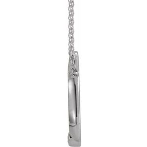 14K White Gold .03 CT Natural Diamond Shiva Trishula 16" Necklace