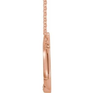 14K Rose Gold .03 CT Natural Diamond Shiva Trishula 16" Necklace