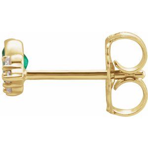 14K Yellow Gold Natural Emerald & .03 CTW Natural Diamond Left Earring