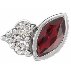 14K White Gold Natural Mozambique Garnet & .03 CTW Natural Diamond Right Earring