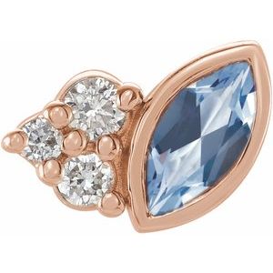14K Rose Gold Natural Aquamarine & .03 CTW Natural Diamond Right Earring