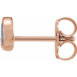 14K Rose Gold Natural Aquamarine & .03 CTW Natural Diamond Right Earring