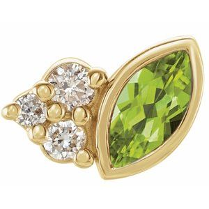 14K Yellow Gold Natural Peridot & .03 CTW Natural Diamond Right Earring