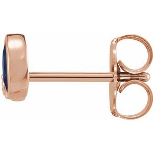 14K Rose Gold Natural Blue Sapphire & .03 CTW Natural Diamond Right Earring