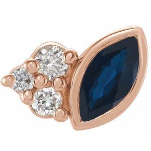 14K Rose Gold Natural Blue Sapphire & .03 CTW Natural Diamond Right Earring