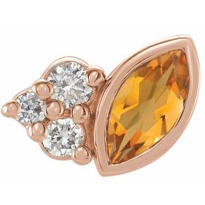 14K Rose Gold Natural Citrine & .03 CTW Natural Diamond Right Earring