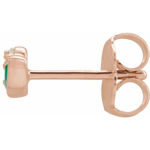 14K Rose Gold Lab-Grown Emerald & .03 CTW Natural Diamond Right Earring