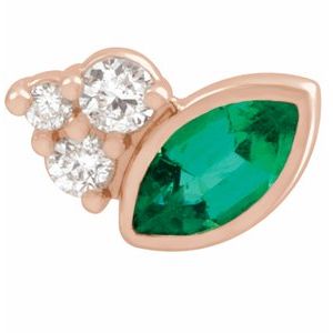 14K Rose Gold Lab-Grown Emerald & .03 CTW Natural Diamond Right Earring